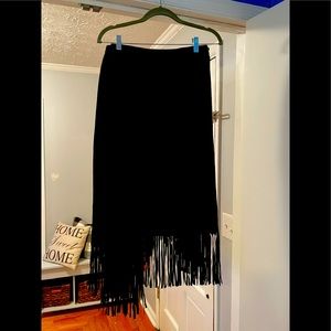 Chico’s wrap suede fringe skirt